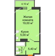 Студия 34,43 м² в ЖК Сокол на Оганова, дом Литер 1 - планировка