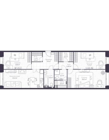 4 комнатная квартира 102 м² в ЖК Veren Village Стрельна, дом Корпус Западный