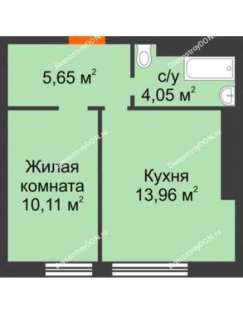 1 комнатная квартира 33,77 м² - ЖК Левенцовский