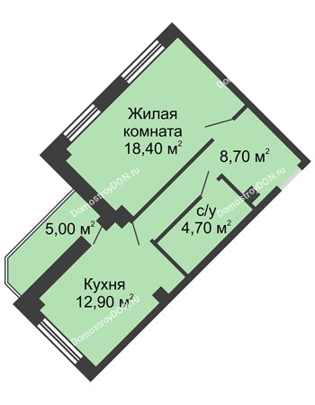 1 комнатная квартира 47,2 м² - ЖК Крылья Ростова