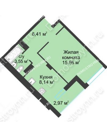 1 комнатная квартира 36,63 м² в ЖК На Вятской, дом № 3 (по генплану)