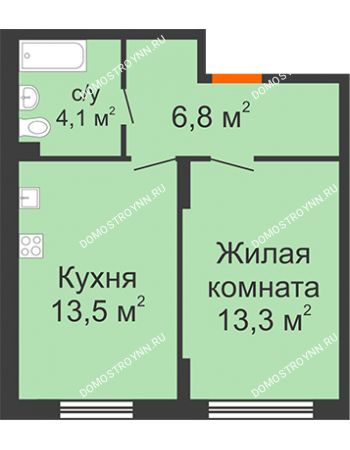 1 комнатная квартира 37,7 м² в ЖК Новая Кузнечиха, дом № 28