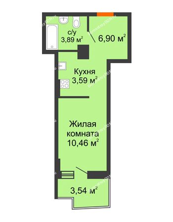 Студия 25,68 м² в ЖК Сердце Ростова 2, дом Литер 8