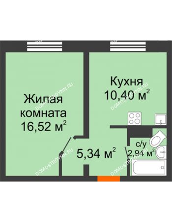 1 комнатная квартира 35,2 м² в ЖК Корабли, дом № 9-1
