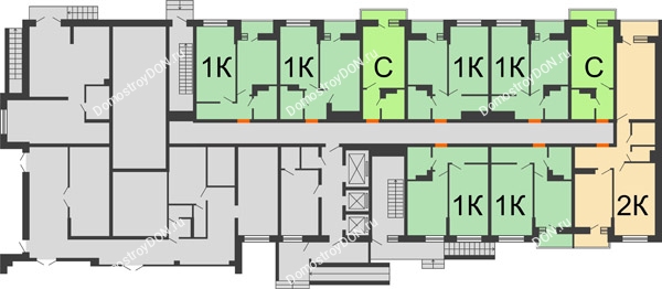 Планировка 1 этажа в доме Литер 1, корпус 1, 1 этап в ЖК SkyPark (Скайпарк)