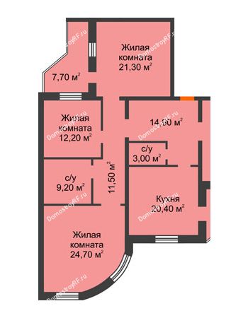 4 комнатная квартира 141,7 м² - ЖК по ул. Циолковского
