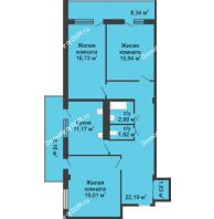 3 комнатная квартира 93,1 м² в  ЖК РИИЖТский Уют, дом Секция 1-2 - планировка