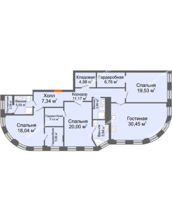 4 комнатная квартира 150,72 м² в ЖК Плотничный, дом № 1