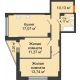 2 комнатная квартира 57,37 м² в ЖК Рубин, дом Литер 3 - планировка
