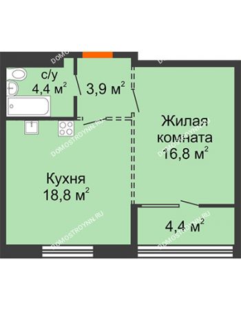 1 комнатная квартира 46,1 м² - ЖК Лайнер на Барминской