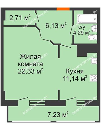 1 комнатная квартира 53,83 м² в ЖК Покровский, дом № 1