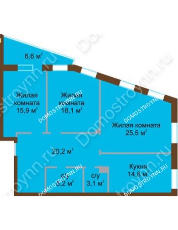 3 комнатная квартира 106,2 м² - ЖД по ул. Почаинская