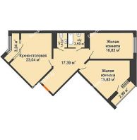 2 комнатная квартира 84,7 м² в ЖК Сердце, дом 1 - планировка