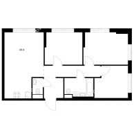 3 комнатная квартира 65,9 м² в ЖК Савин парк, дом корпус 7 - планировка