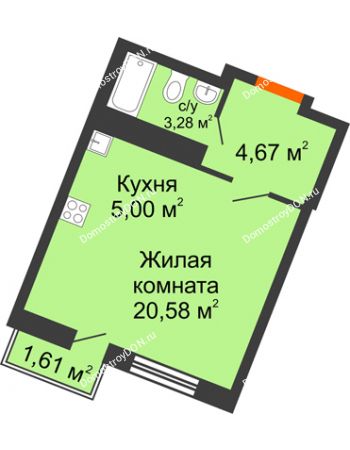 Студия 28,53 м² в ЖК Мечников, дом ул. Мечникова, 37
