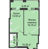 1 комнатная квартира 53,15 м² в ЖК Тихий Дон, дом № 2 - планировка