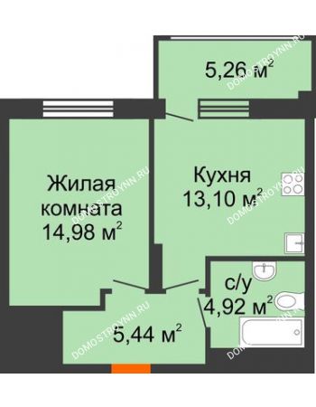 1 комнатная квартира 39,51 м² в ЖК Маленькая страна, дом № 4