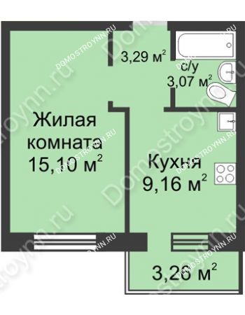 1 комнатная квартира 31,6 м² в ЖК Загородный мкрн Акварель  микрогород Стрижи, дом № 1к1