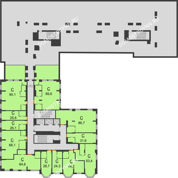 Комплекс апартаментов KM TOWER PLAZA (КМ ТАУЭР ПЛАЗА) - планировка 13 этажа