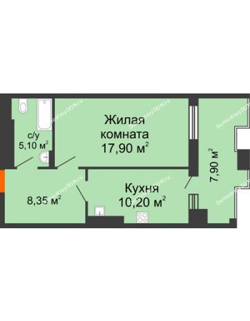 1 комнатная квартира 49,65 м² в ЖК Симфония, дом 3 этап