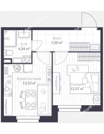 1 комнатная квартира 37,6 м² в ЖК Veren Next Шуваловский, дом 9