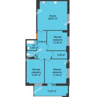 3 комнатная квартира 92,15 м², ЖК Орбита - планировка