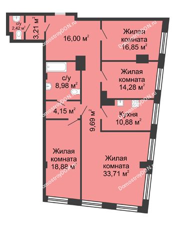 4 комнатная квартира 139,05 м² - ЖК Гранд Панорама