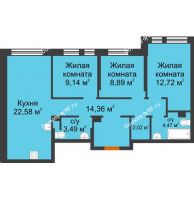 4 комнатная квартира 77,67 м² в ЖК Сердце Сибири, дом Квартал Геологов, ГП-2 - планировка