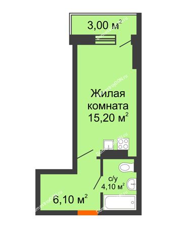Студия 28,4 м² в ЖК На Тимошенко, дом № 1