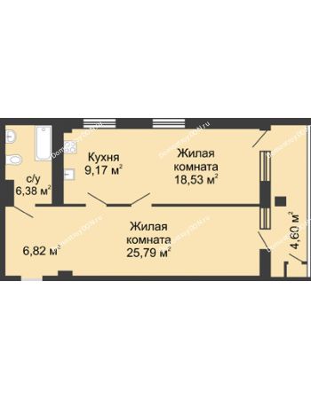 2 комнатная квартира 71,49 м² - ЖК Rems Residence (Ремс Резиденс)