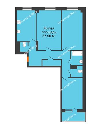 3 комнатная квартира 96,4 м² в ЖК Сокол Градъ, дом Литер 1 (8)