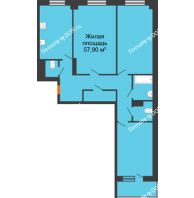 3 комнатная квартира 96,4 м² в ЖК Сокол Градъ, дом Литер 1 - планировка